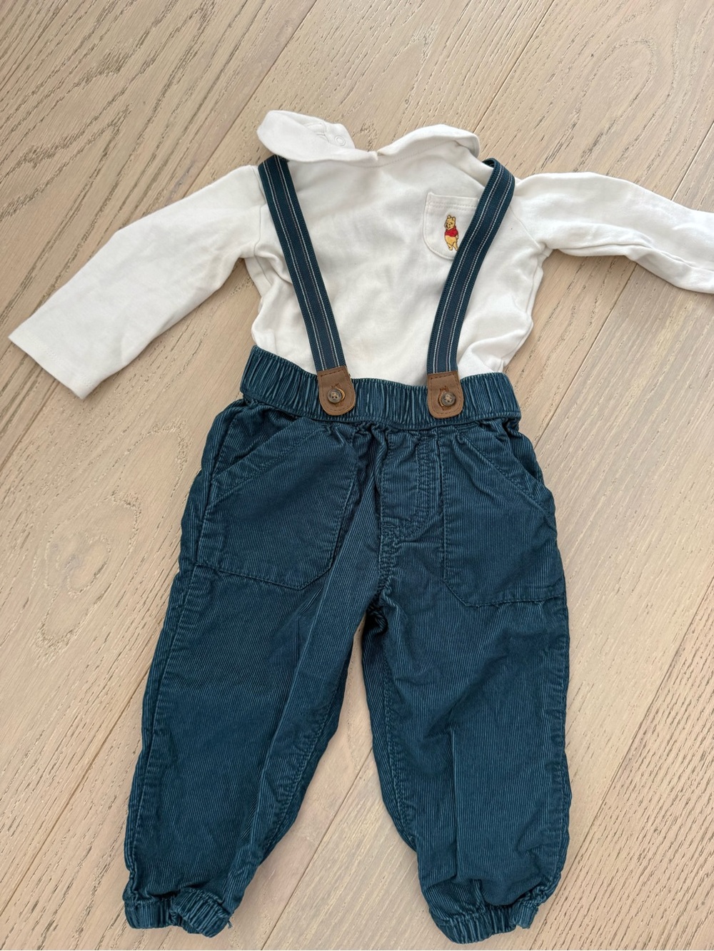 Carter's Teal Suspender Pants with Janie and Jack White Collared Top